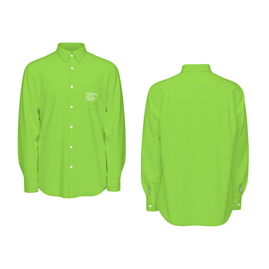 Sixty Eight 93 Logo White Green Apple Men's Cotton Long Sleeve Shirt