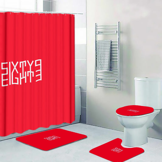 Sixty Eight 93 Logo White Red Four-Piece Bathroom Set #11