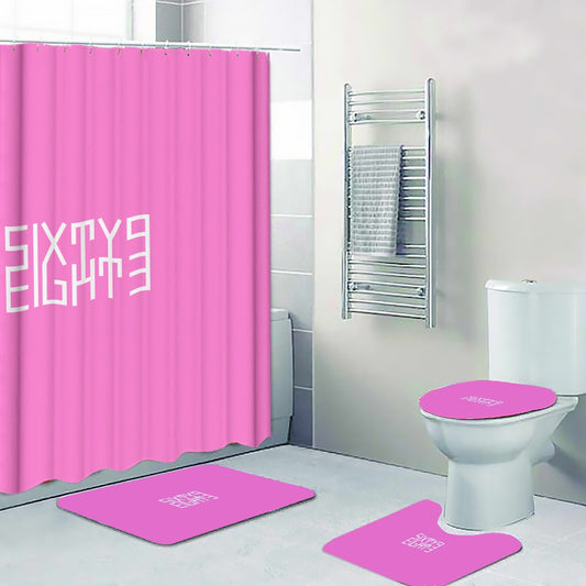 Sixty Eight 93 Logo White Pink Four-Piece Bathroom Set #12