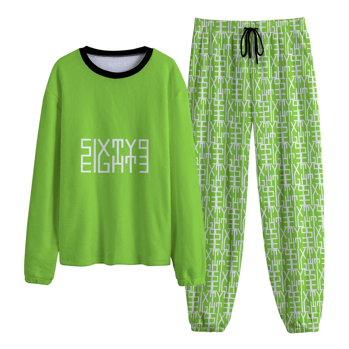 Sixty Eight 93 Logo White Green Apple Unisex Thicken Pajama Set #5