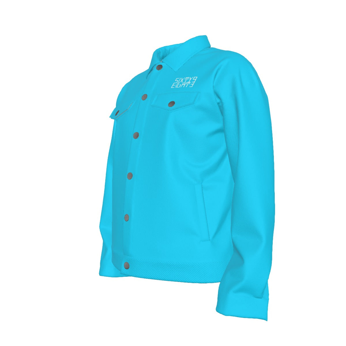 Sixty Eight 93 Logo White Aqua Blue Unisex Lapel Jacket