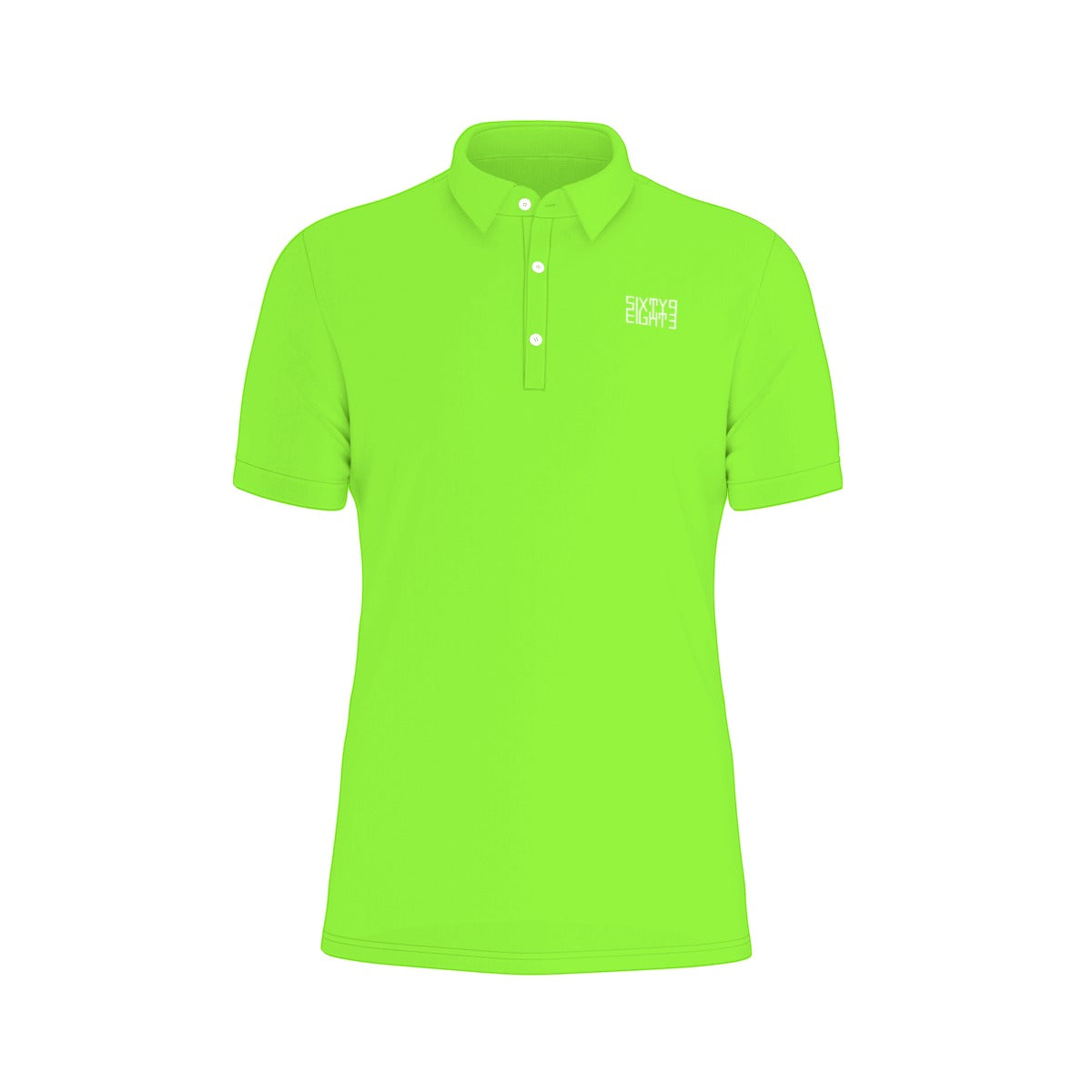 Sixty Eight 93 Logo White Lime Green Men's Stretch Polo Shirt