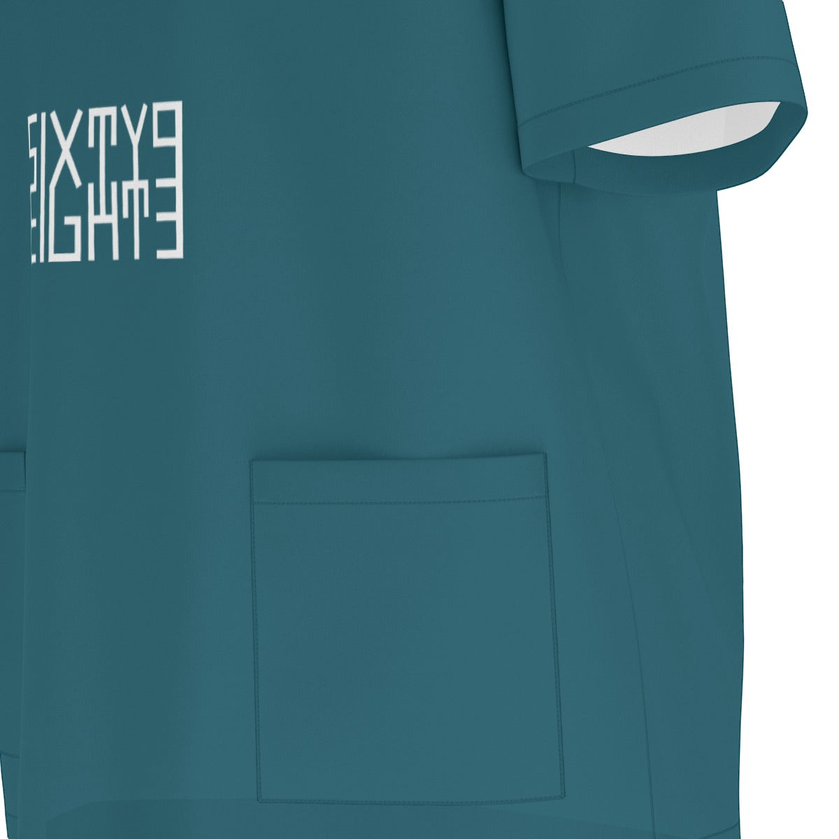 Sixty Eight 93 Logo White Dark Teal Unisex Scrub Set With Six Pockets