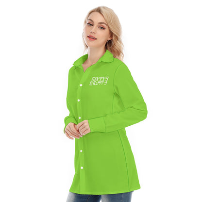 Sixty Eight 93 Logo White Green Apple Women's Long Shirt