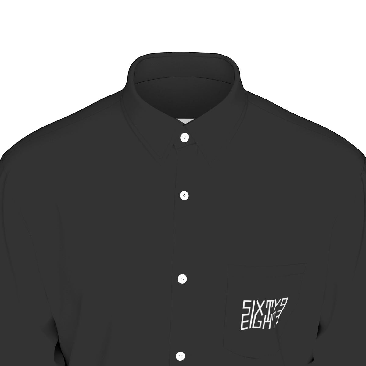 Sixty Eight 93 Logo White Black Men's Cotton Long Sleeve Shirt