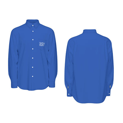 Sixty Eight 93 Logo White Blue Men's Cotton Long Sleeve Shirt