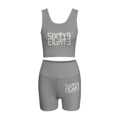 Sixty Eight 93 Logo White Grey Women's Yoga Set