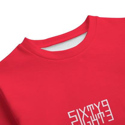 Sixty Eight 93 Logo White Red Kid's Round Neck Sweatshirt