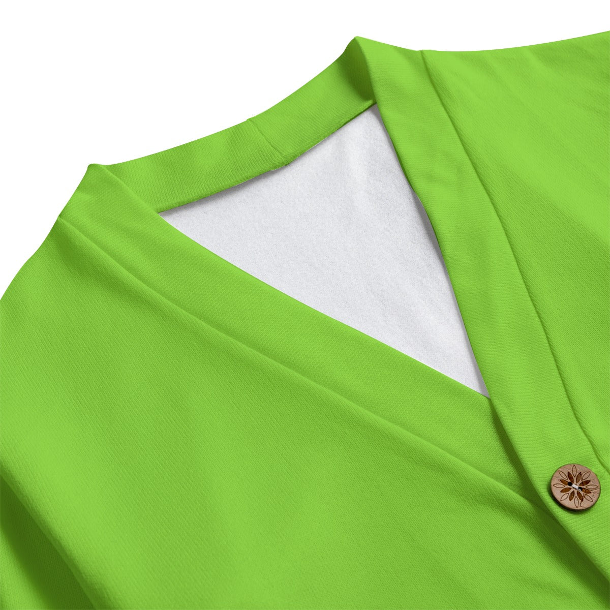Sixty Eight 93 Logo White Green Apple Unisex V-Neck Knitted Fleece Cardigan