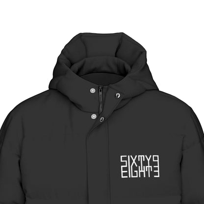 Sixty Eight 93 Logo White Black Unisex Puff Long Jacket