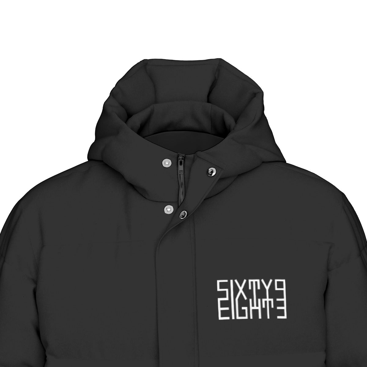 Sixty Eight 93 Logo White Black Unisex Puff Long Jacket