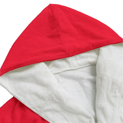 Sixty Eight 93 Logo White Red Unisex Flannel Hooded Bathrobe
