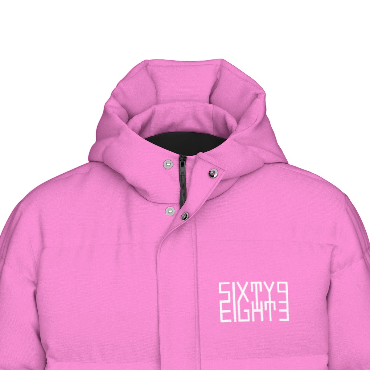 Sixty Eight 93 Logo White Pink Unisex Puff Long Jacket
