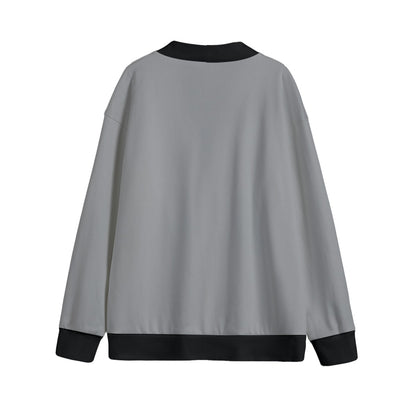 Sixty Eight 93 Logo Black Grey & Black Unisex V-Neck Knitted Fleece Cardigan