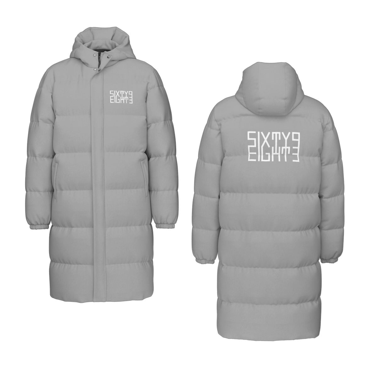 Sixty Eight 93 Logo White Grey Unisex Puff Long Jacket