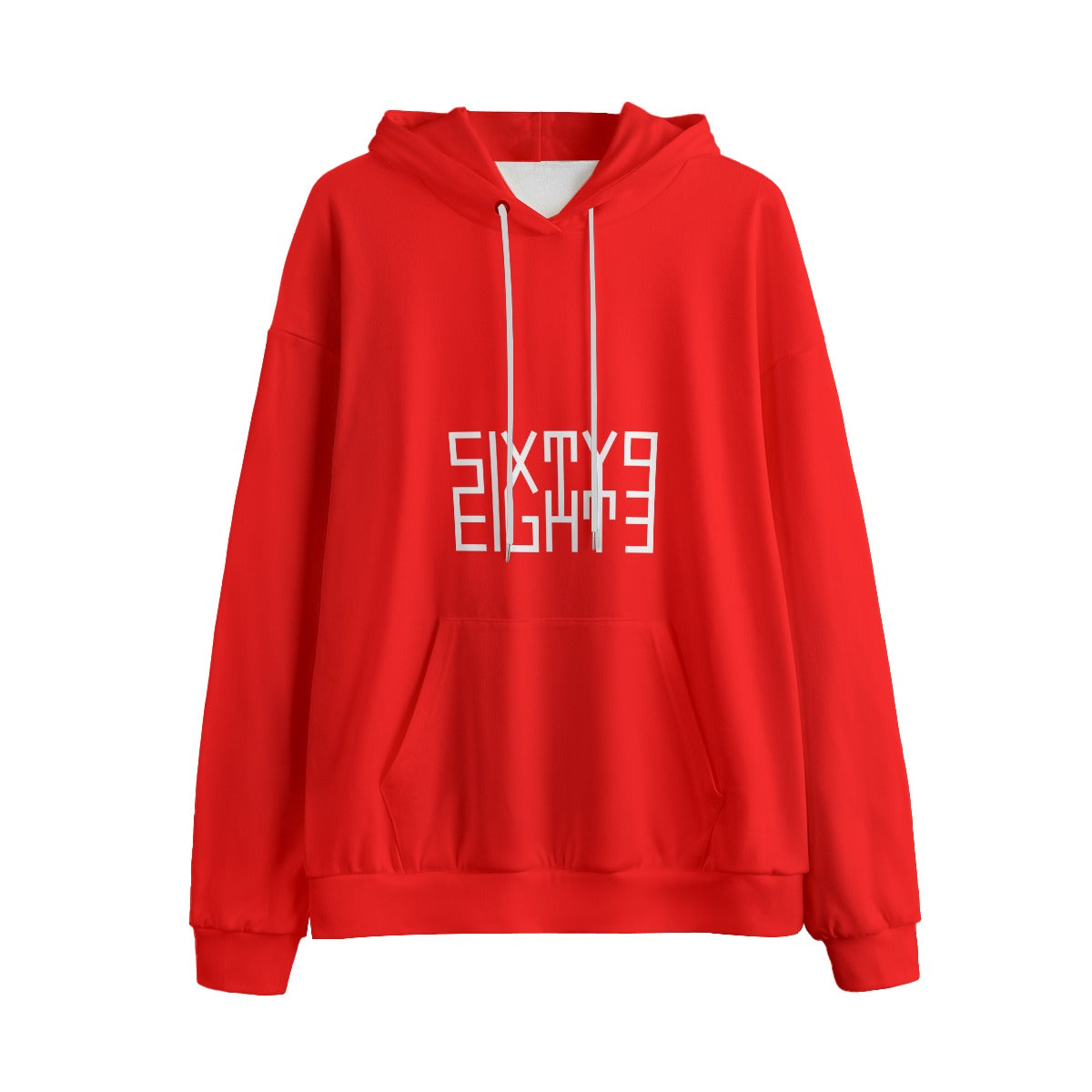 Sixty Eight 93 Logo White Red Unisex Plus Fleece Pullover Hoodie