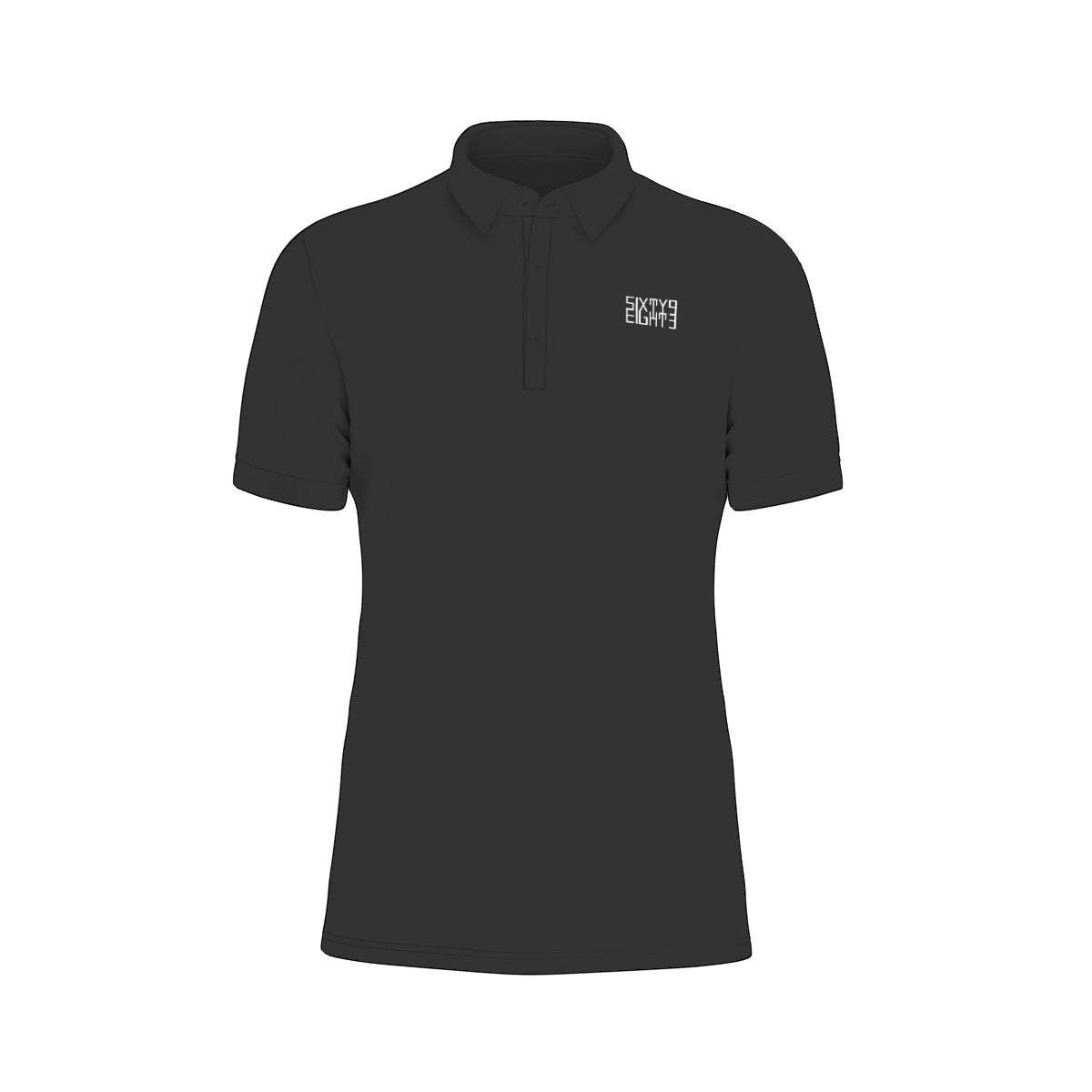 Sixty Eight 93 Logo White Black Men's Stretch Polo Shirt