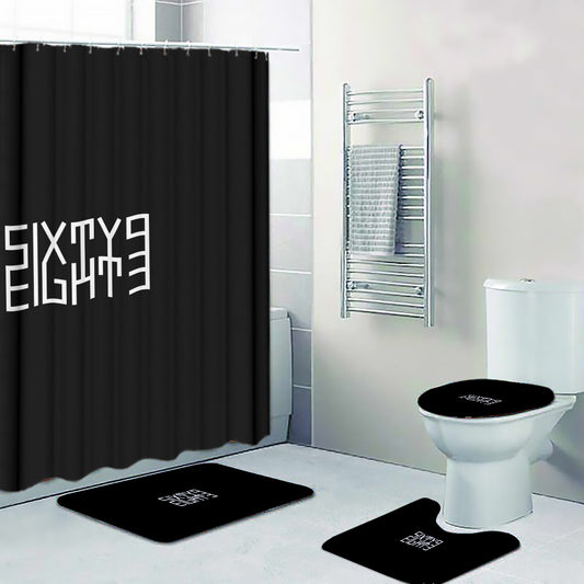 Sixty Eight 93 Logo White Black Four-Piece Bathroom Set #10