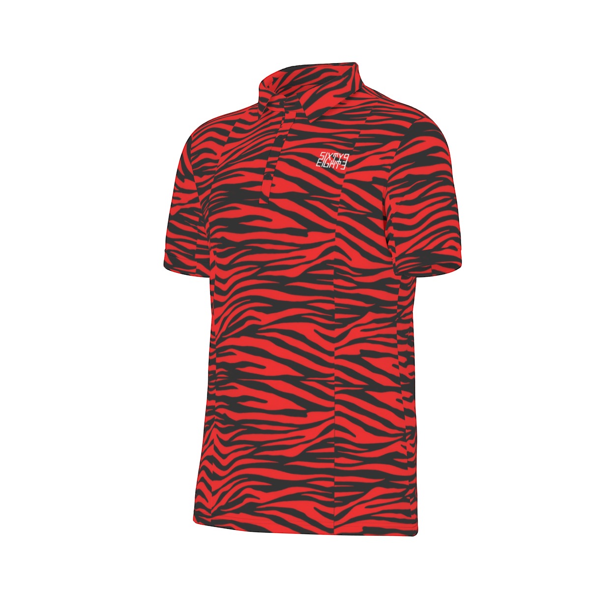 Sixty Eight 93 Logo White Zebra Red Men's Stretch Polo Shirt