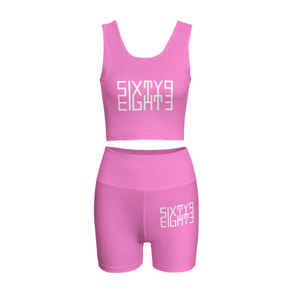 Sixty Eight 93 Logo White Pink Women's Yoga Set