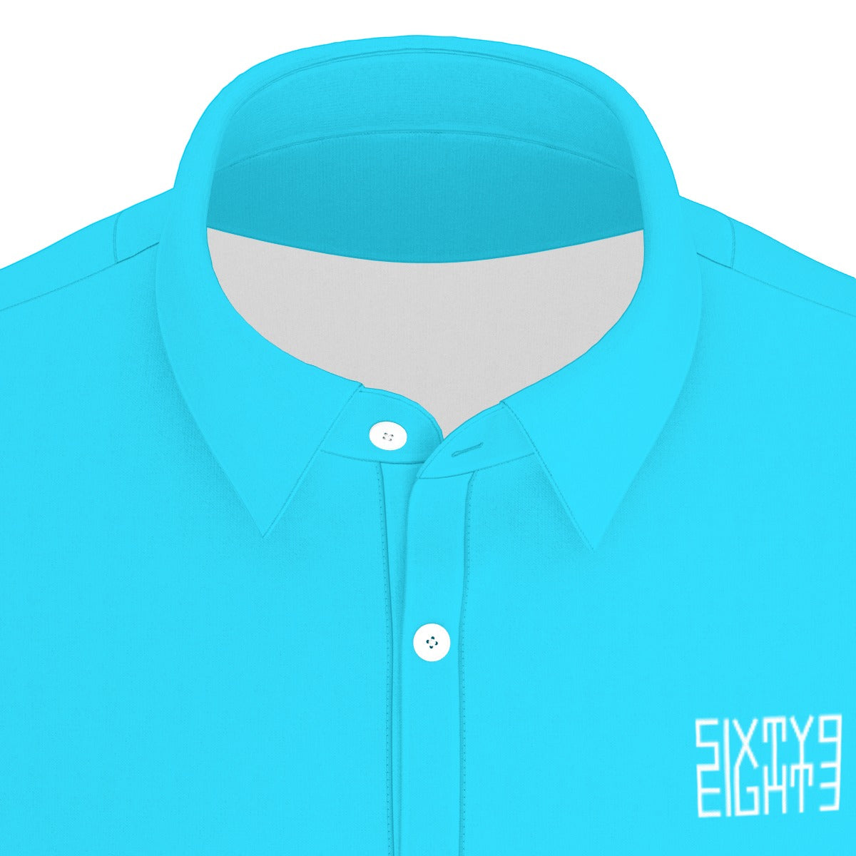 Sixty Eight 93 Logo White Aqua Blue Men's Stretch Polo Shirt