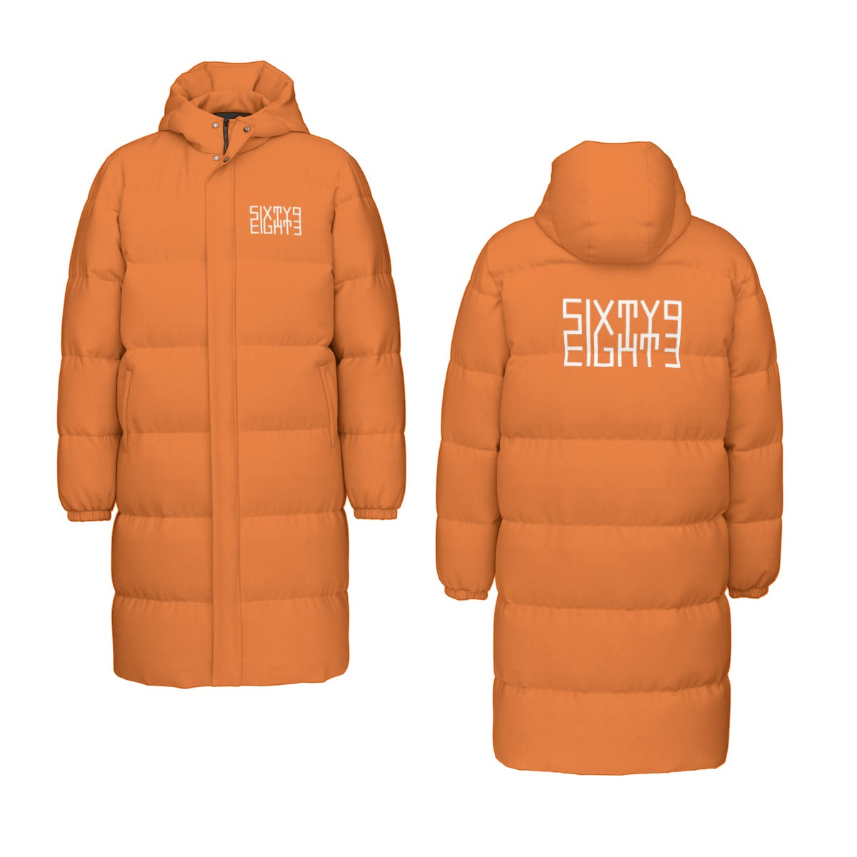 Sixty Eight 93 Logo White Netherland Orange Unisex Puff Long Jacket