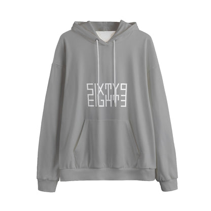 Sixty Eight 93 Logo White Grey Unisex Plus Fleece Pullover Hoodie