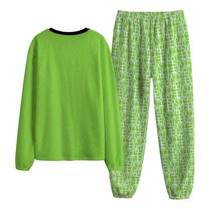 Sixty Eight 93 Logo White Green Apple Unisex Thicken Pajama Set #5