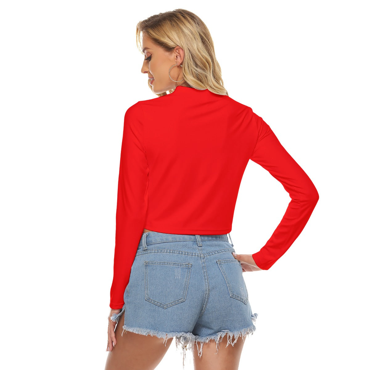 Sixty Eight 93 Logo White Red Women's Hollow Chest Keyhole Tight Crop Top
