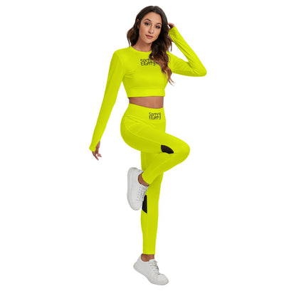 Sixty Eight 93 Logo Black Lemonade Women's Sport Set With Backless Top And Leggings
