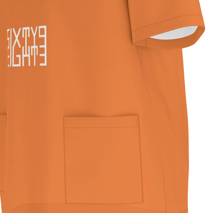 Sixty Eight 93 Logo White Netherland Orange Unisex Scrub Set With Six Pockets