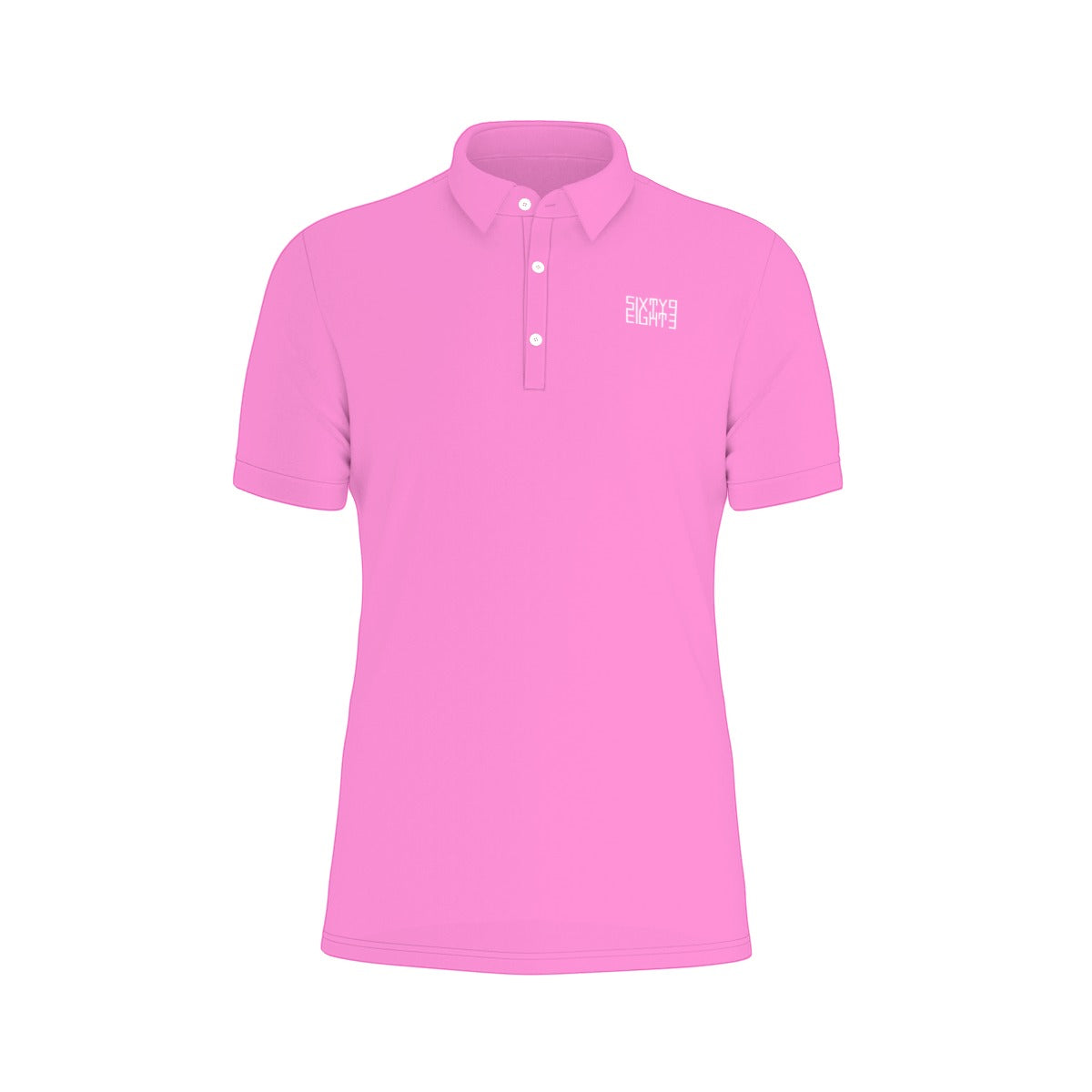 Sixty Eight 93 Logo White Pink Men's Stretch Polo Shirt
