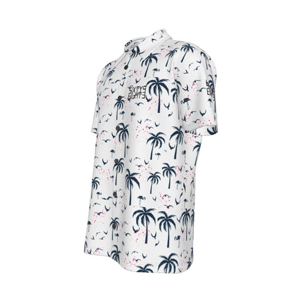 Sixty Eight 93 Logo Black & White Birds and Palms Button Up Shirt