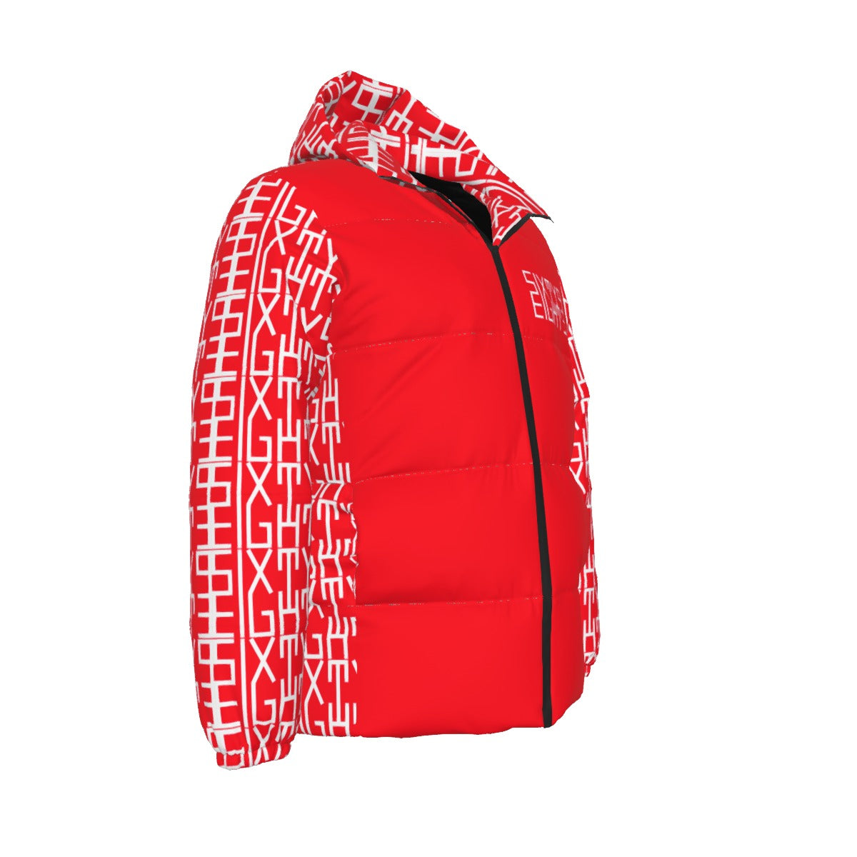 Sixty Eight 93 Infinity Logo White Red Unisex Hooded Puffer Jacket