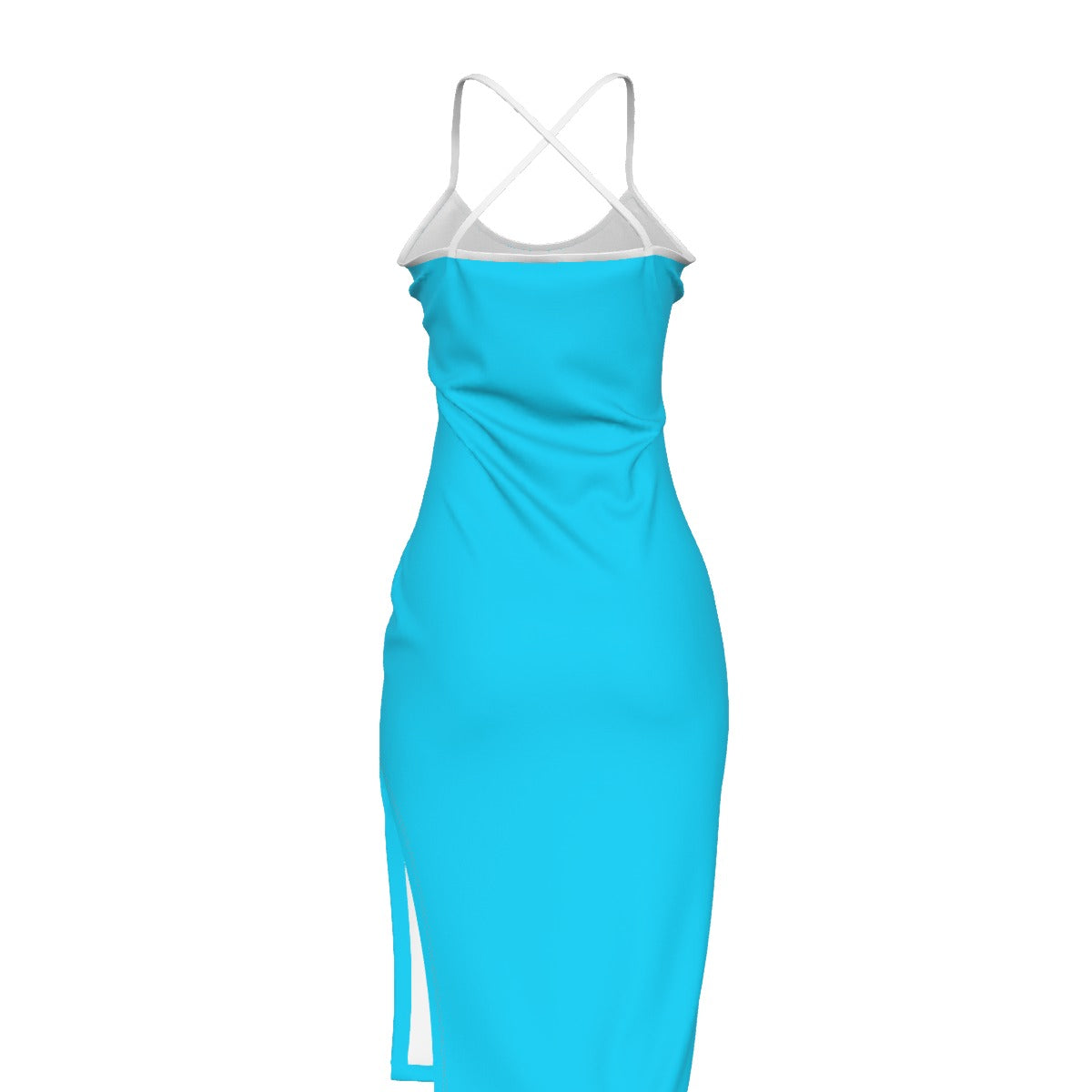 Sixty Eight 93 Logo White Aqua Blue Women's Back Cross Cami Dress