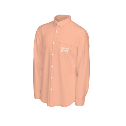 Sixty Eight 93 Logo White Peach Men's Cotton Long Sleeve Shirt