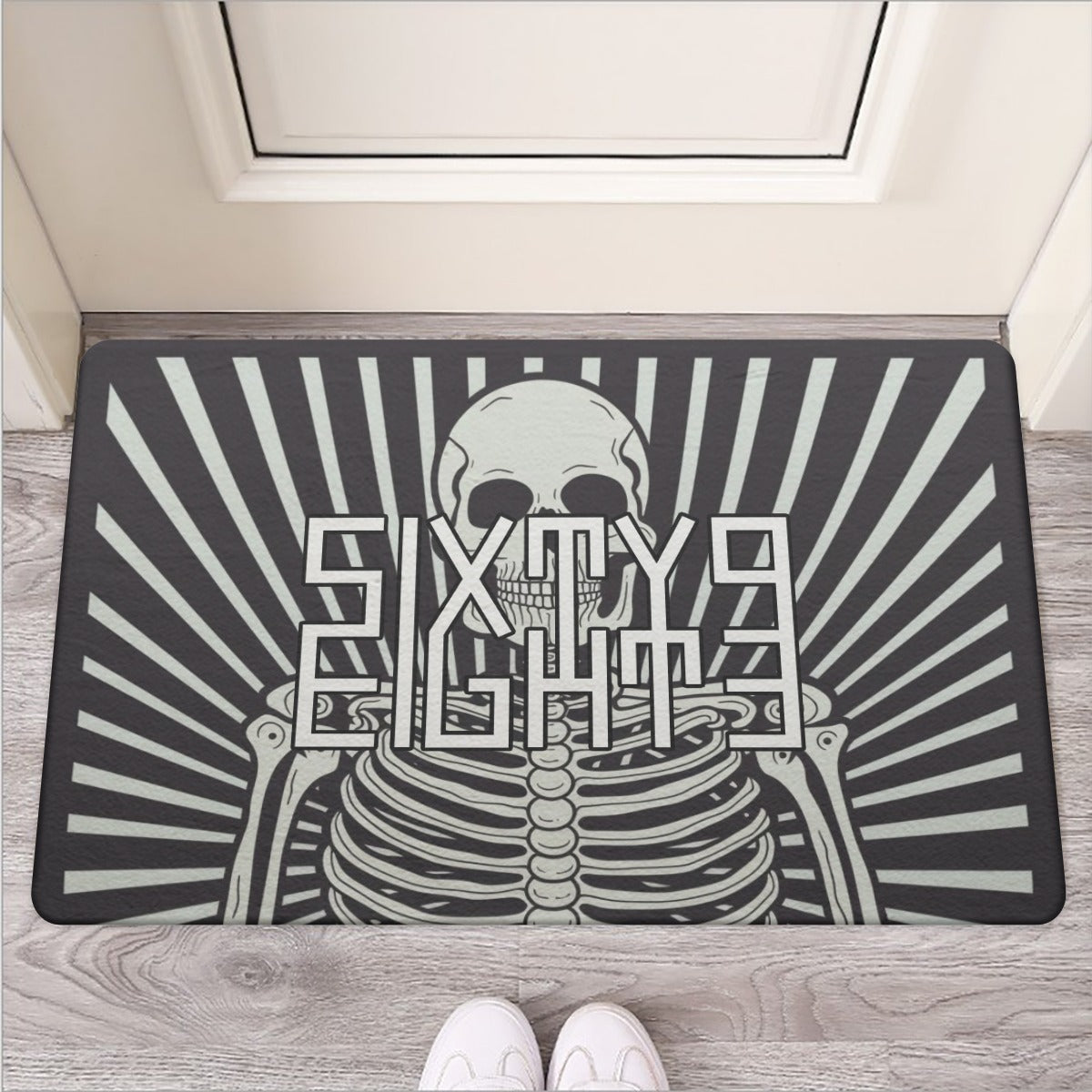 Sixty Eight 93 Logo White & Black Rubber Floor Mat #14
