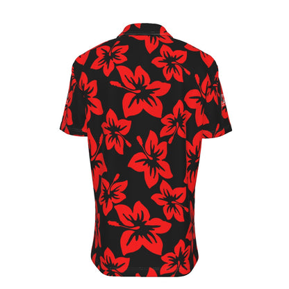 Sixty Eight 93 Logo White Hibiscus Red & Black Button Up Shirt