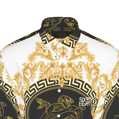 Sixty Eight 93 Logo White & Gold Men's Cotton Long Sleeve Shirt #1