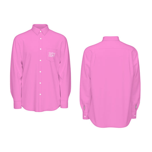 Sixty Eight 93 Logo White Pink Men's Cotton Long Sleeve Shirt