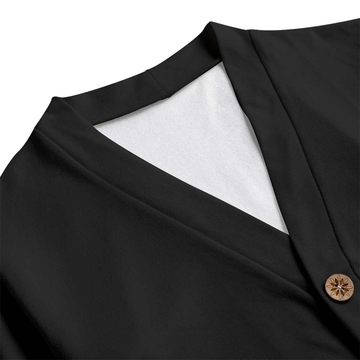 Sixty Eight 93 Logo White Black Unisex V-Neck Knitted Fleece Cardigan