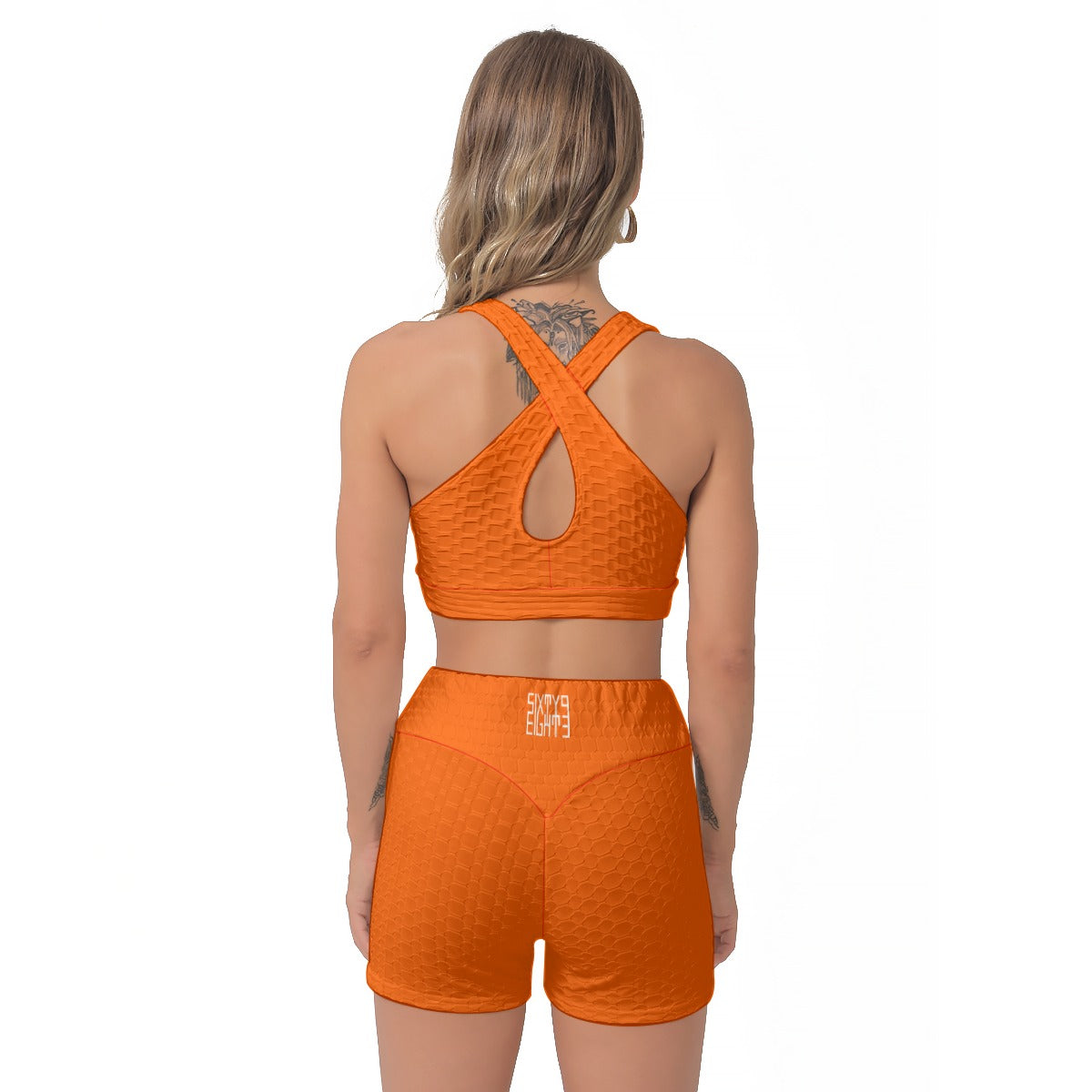 Sixty Eight 93 Logo White Orange Women's Sports Bra Suit #5