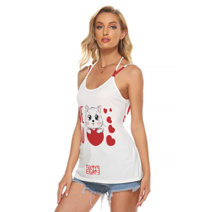 Sixty Eight 93 Logo Red & White Women's Halter Backless Top #3