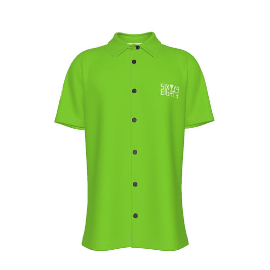 Sixty Eight 93 Logo White Green Apple Men's Button Up Shirt