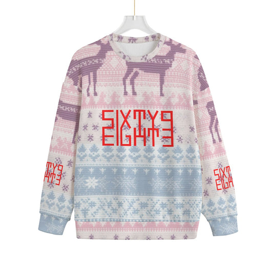 Sixty Eight 93 Logo Red Ugly Christmas Unisex Drop-Shoulder Knitted Fleece Sweater #13