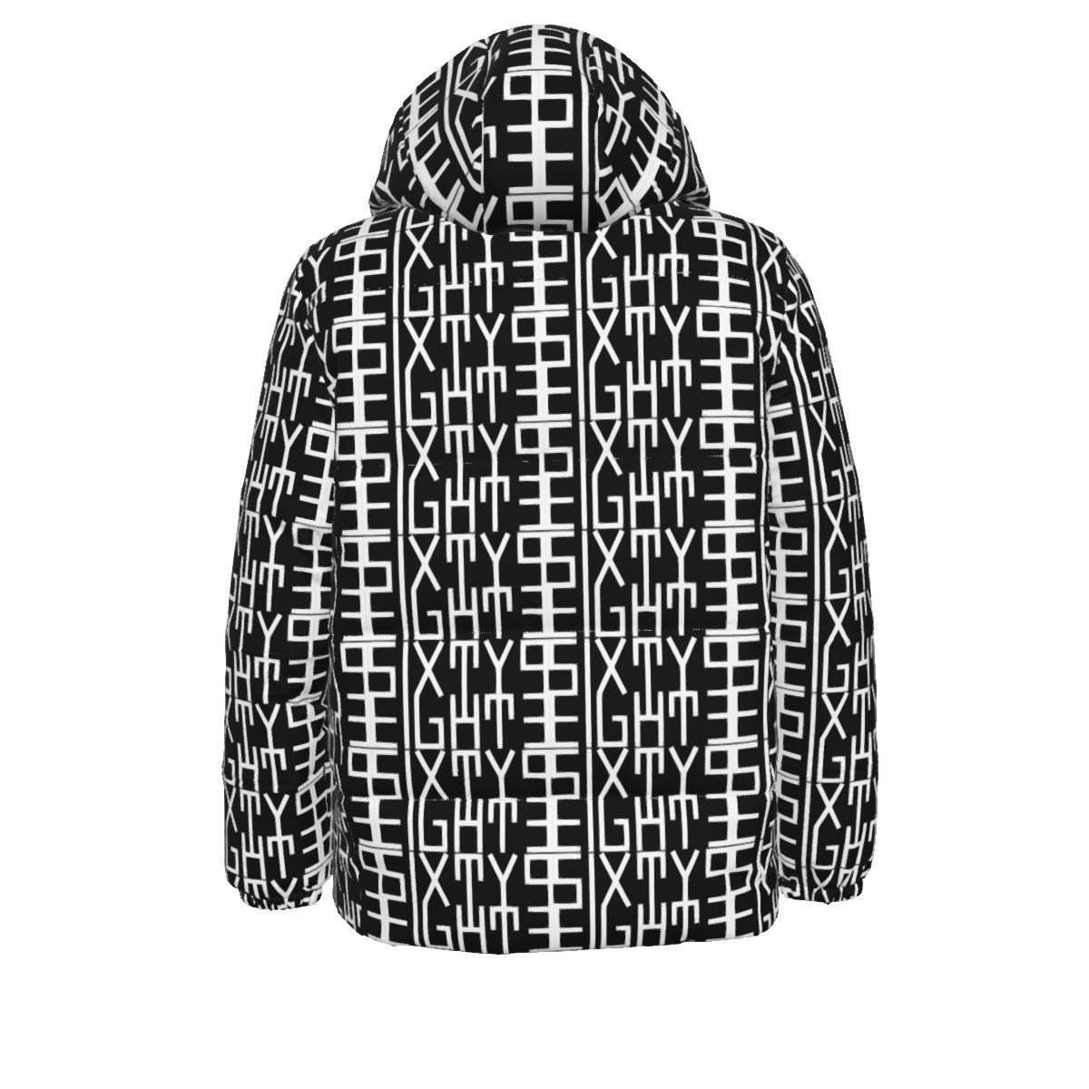 Sixty Eight 93 Infinity Logo White Black Unisex Hooded Puffer Jacket