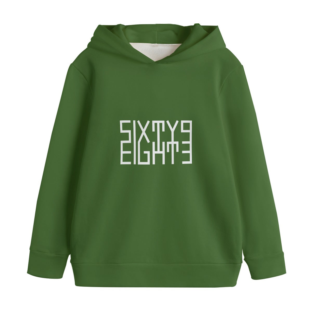 Sixty Eight 93 Logo White Forest Green Kid's Pullover Hoodie