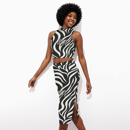 Sixty Eight 93 Logo White & Black Women's Tank Top & Split High Skirt Set #12