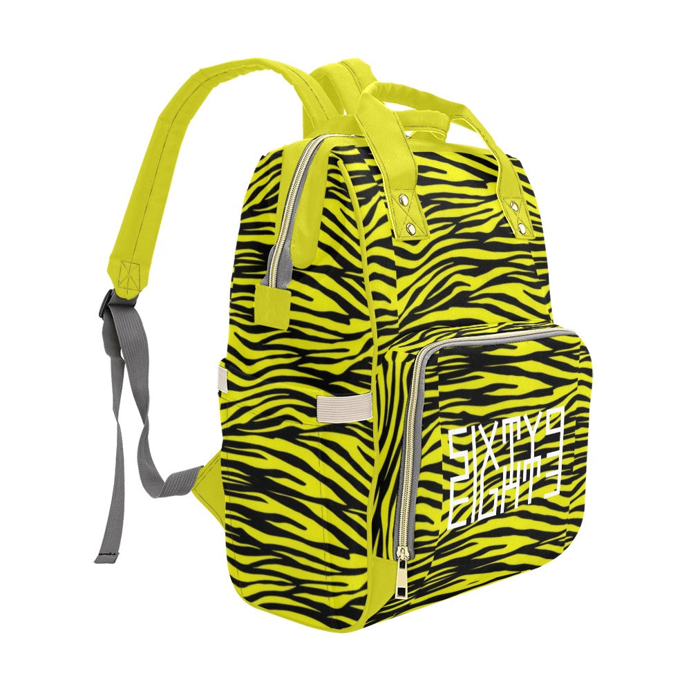 Sixty Eight 93 Logo White Cheetah Black Lemonade Multi-Function BackPack