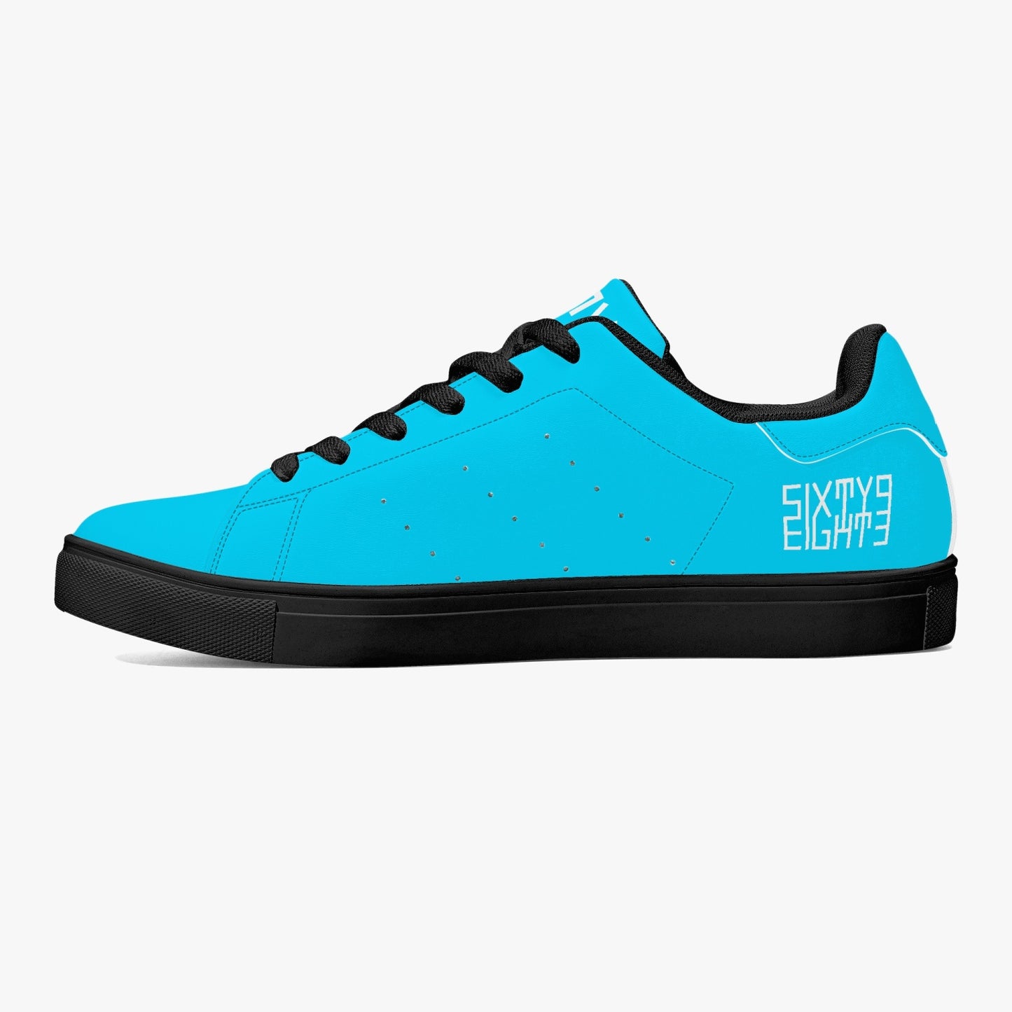 Sixty Eight 93 Logo White Aqua Blue Classic Low-Top Leather Shoes